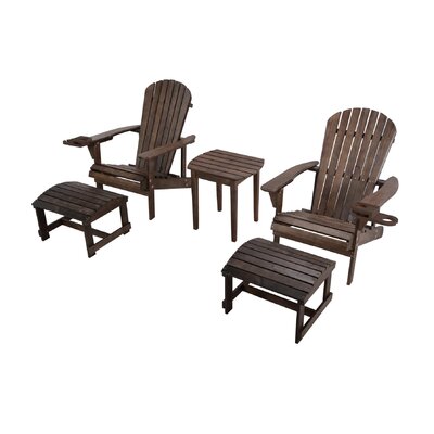 Rosecliff Heights Castanea Solid Wood Adirondack Chair with Table and ...
