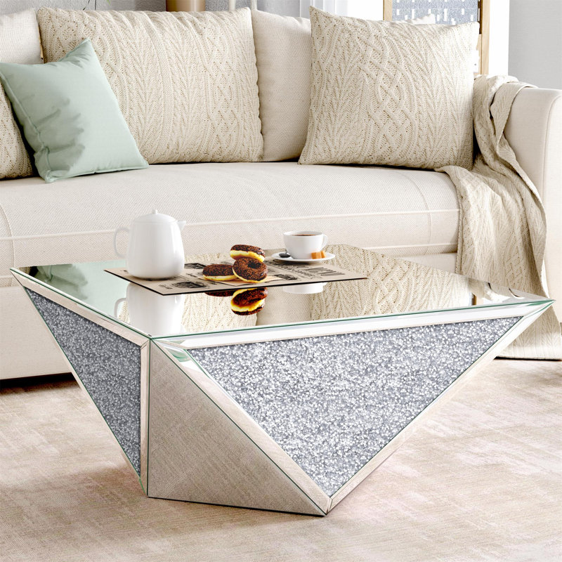 Table basse miroir à prisme de cristal, 35*35