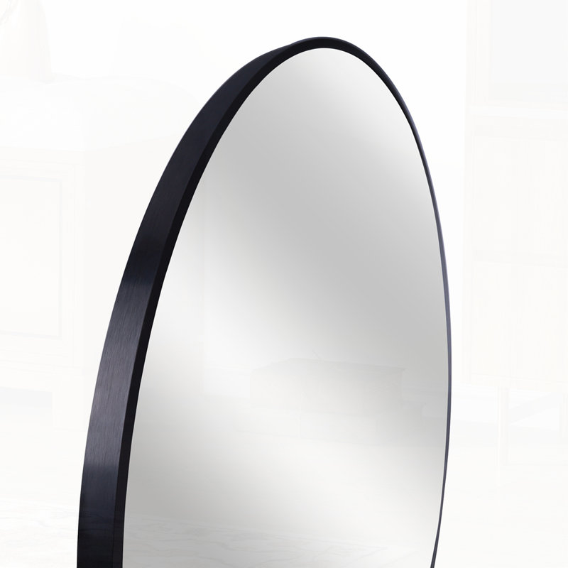 Metal Framed Round Bathrrom Mirror, Black, 30" x 30"