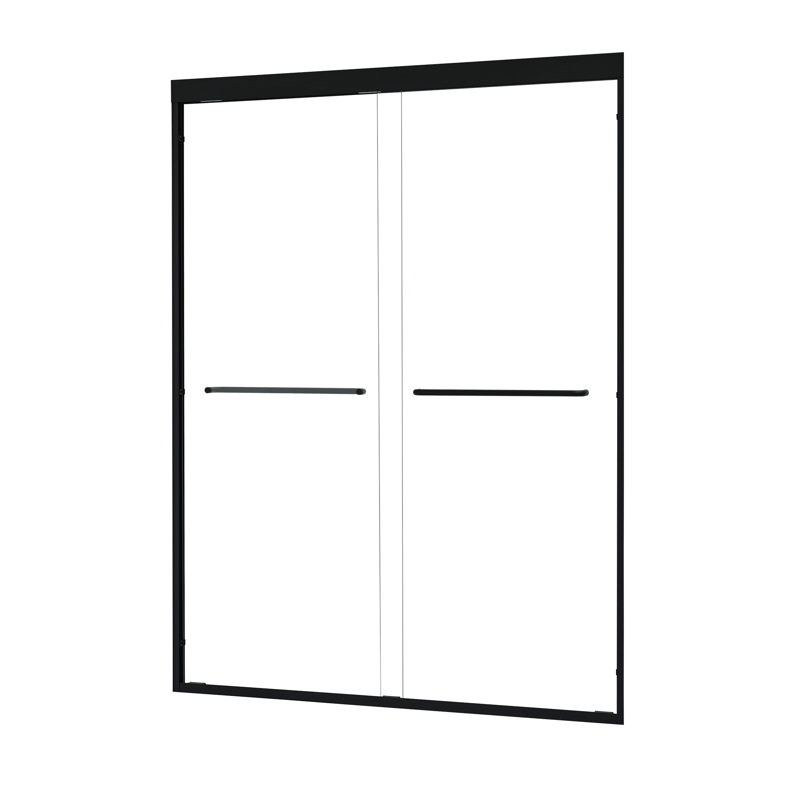 Porte de douche encadrée avec verre transparent l 48 po x H 76 po Ennis, Noir mat