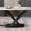 Table de salle à manger moderne en pierre frittée 63 "- blanc, 6 places, table en métal noir, table blanche 6, structure, chaleur