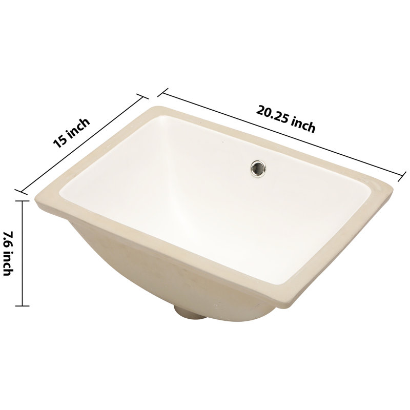 Lavabo de salle de bain encastré en céramique avec trop-plein Stain - 20,48 po x 15 po, conception élégante pour la maison et les espaces publics