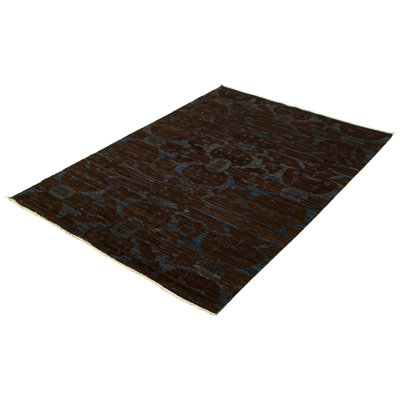 Ecarpetgallery One-of-a-kind Hand-knotted New Age 18/20 Pako Dark Brown 6'1" X 9' Wool Area Rug In Dark Brown,dark Blue