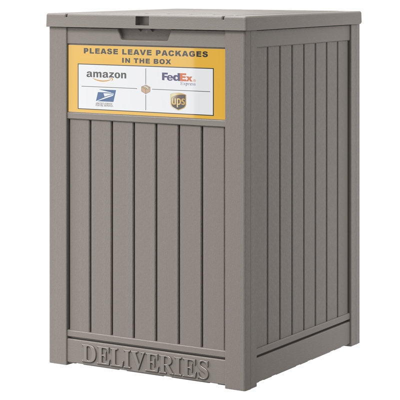 48 Gallon Deck Box, Resin Package Drop Box, Lockable Package Delivery Box, Gray