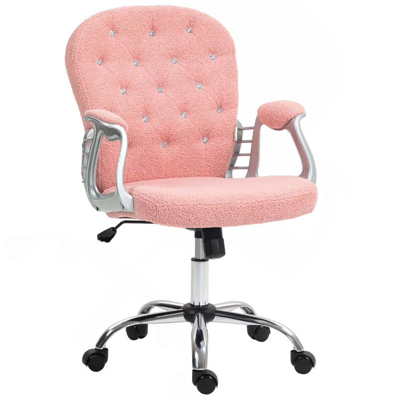 Kimar Chair with Padded Armrests, Pink, Teddy