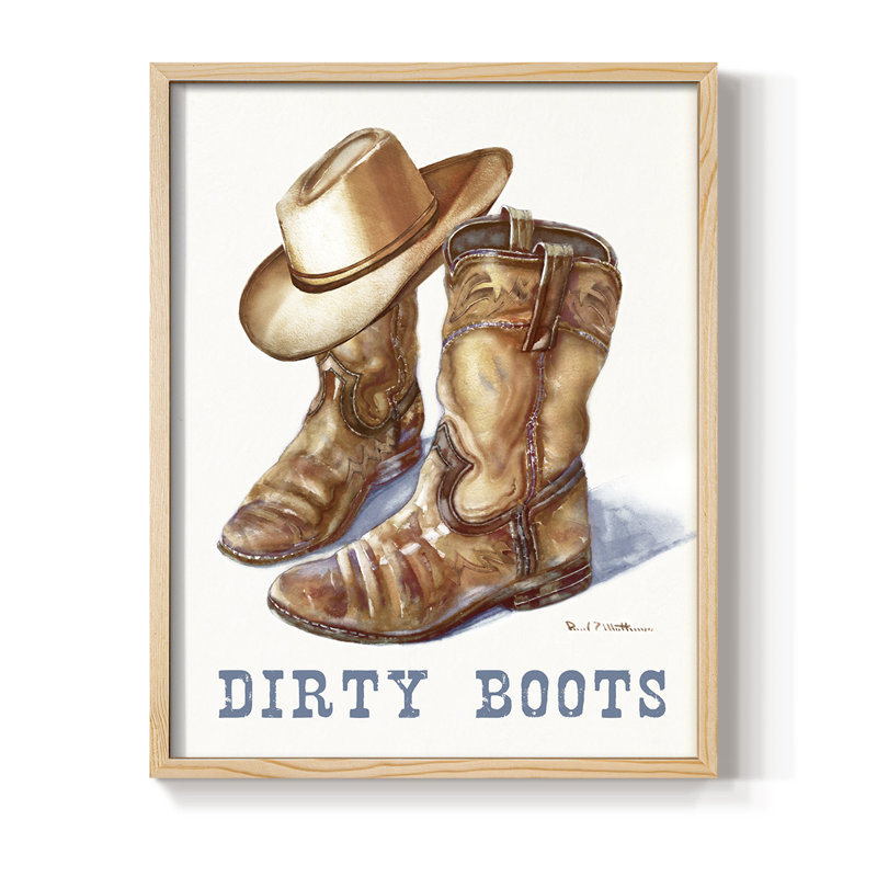 Dirty Boots Framed Print - Solid Wood, 11" H x 9" W, Natural