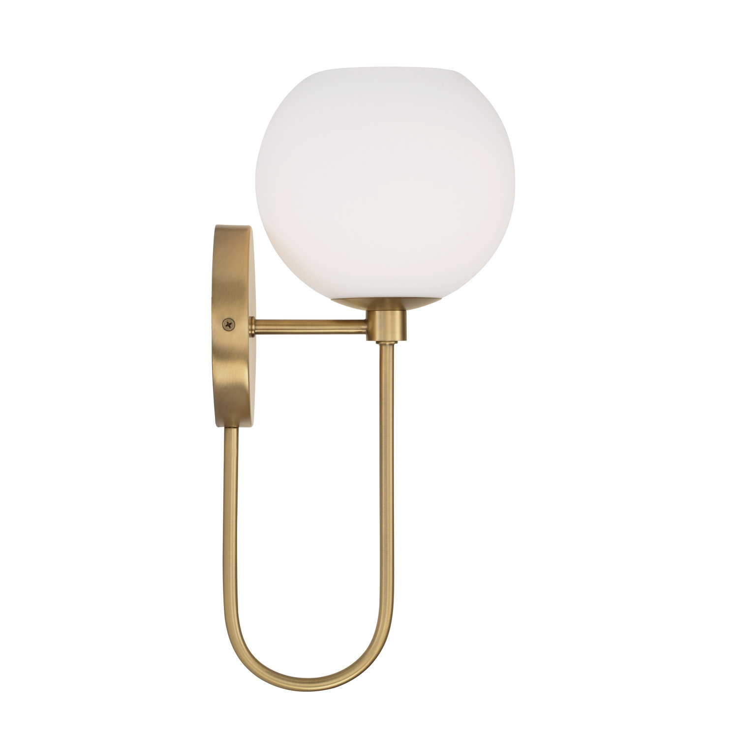 Ansley Single Light Glass Dimmable Armed Sconce, Aged Brass