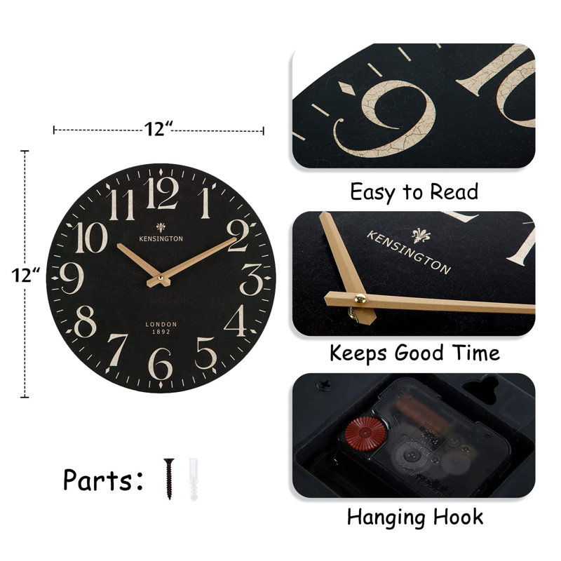Horloge murale noire Farmhouse