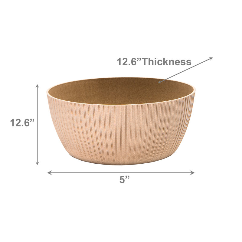 12.6" Lucca Round Planter Eco-Friendly Beige - Set Of 2, Beige