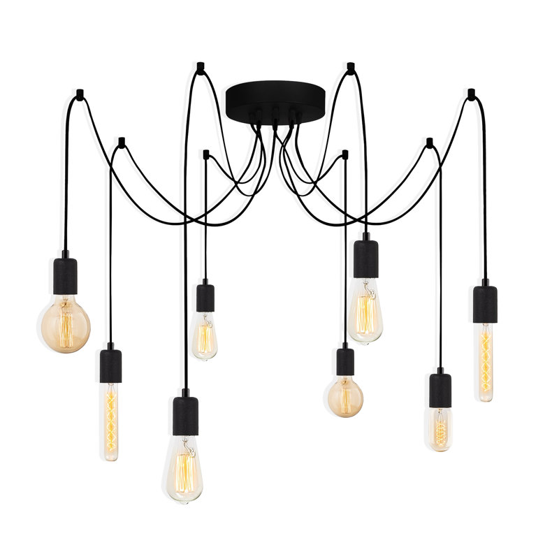 8 Lights Metal Body Adjustable Height Chandelier