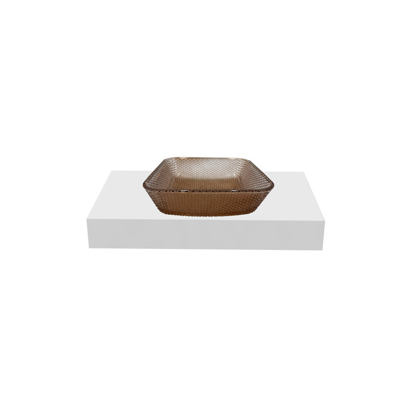 Vasques décoratives carrées 16 po avec base blanche 30 po, Transparent