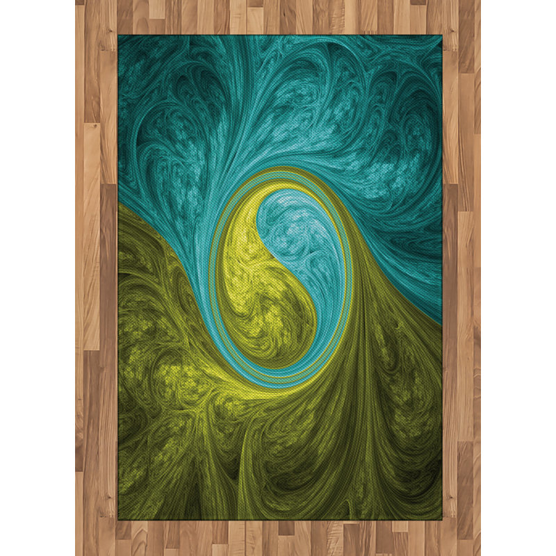 Tapis décoratif Ying Yang, Rectangle— 4 pi x 5 pi 8 po