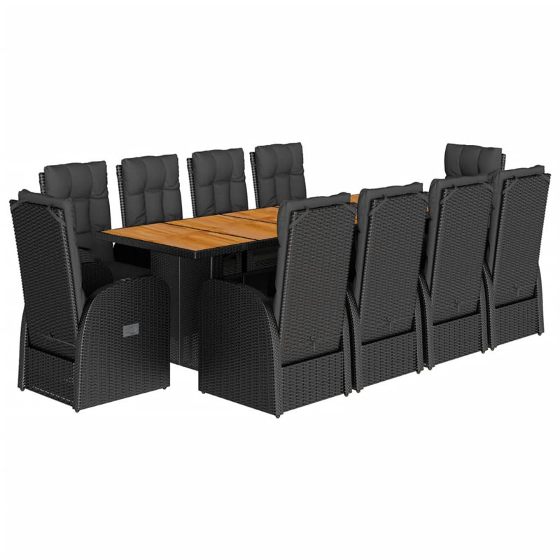  Garden Dining Set Black, 10