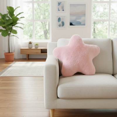 Plush Star-Shaped Throw Pillow, 15-Inch Rabbit Fur-Like Material, Room Decoration, Suitable For Living Room Sofa Bedroom Bed