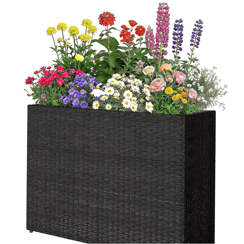 Outdoor Planter Box,Modern Elevated Planter Box,Raised Garden Bed, Black