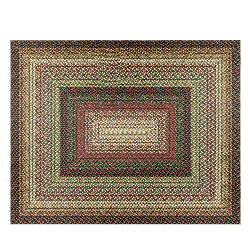 Braided Print Large Area Rug, Rectangle 8' x 10', Yellow/Brown/Black/Red