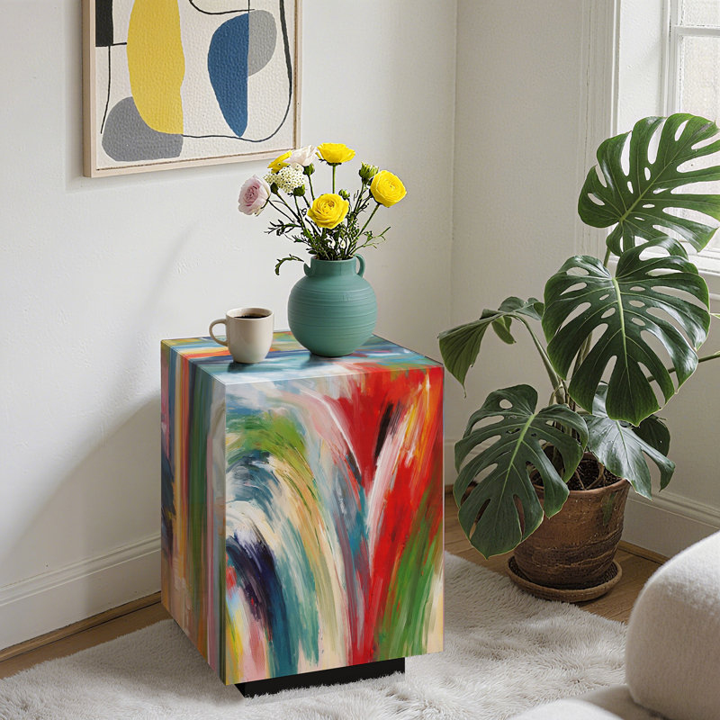 Ossi 55.8CM Rectangle Glass Side Table Block Sofa Table