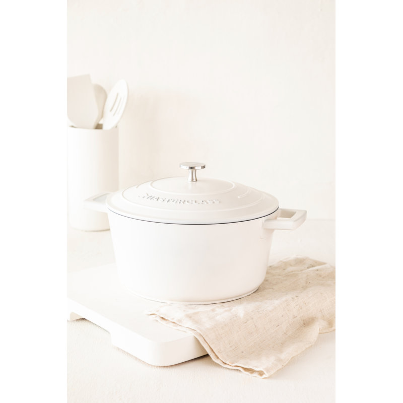 MasterClass Cast Aluminum Round Casserole, 33cm / 4L, Cream