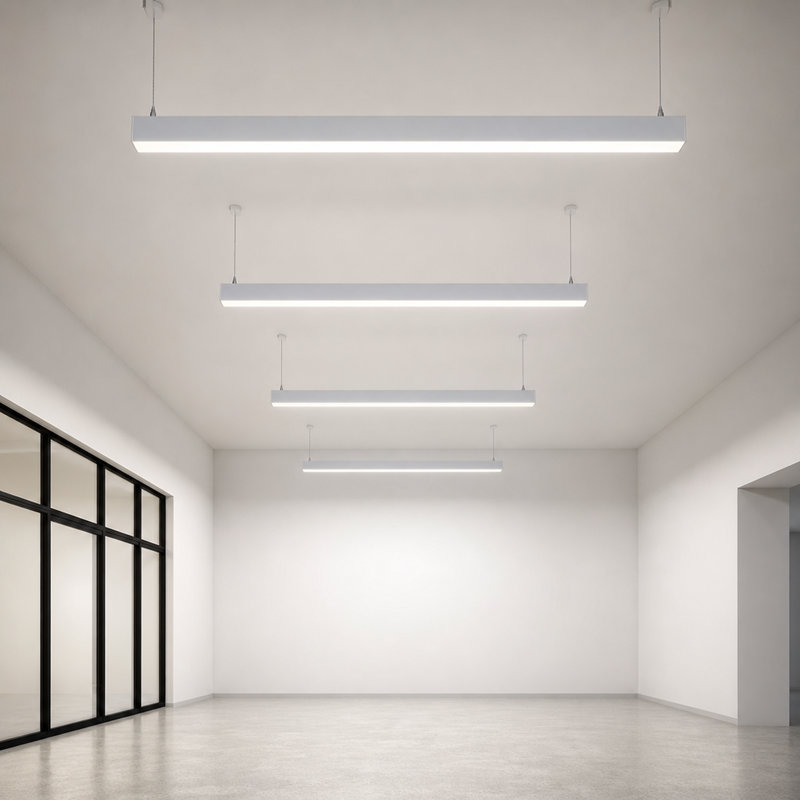 Régleur linéaire commercial LinearLux 2,4 m (8 pi), 3CCT, à intensité variable, 120 V/277 V, 80 W, 9 200 lm, antiéblouissement, connectable, pour applications commerciales et industrielles (entrepôts), argent, lot de 4