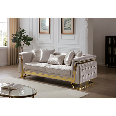 Rebecca G00195A-S Sofa , Shiny Silver
