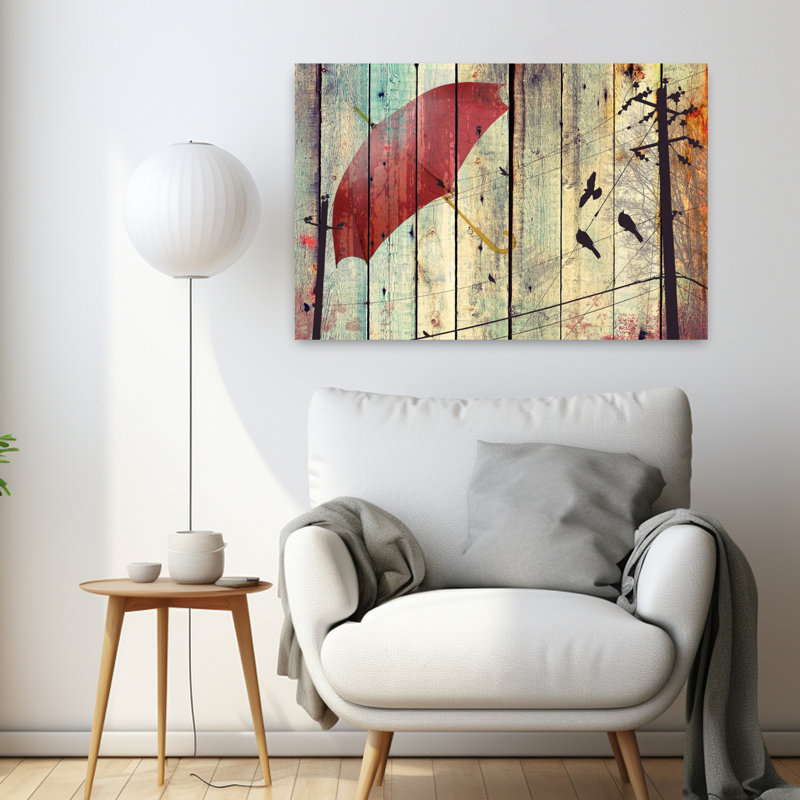 Chanson d'oiseau, art d'oiseau fantaisiste rétro rustique, H 24 po x l 36 po