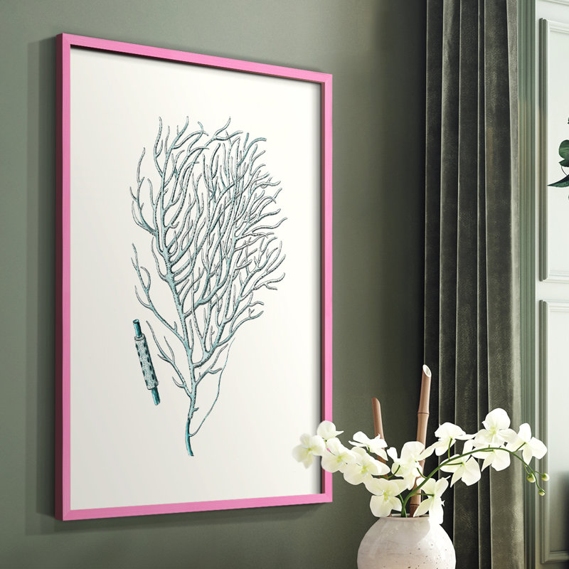 Antique encadré corail I - bois massif, Rose, H 10 po x l 8 po