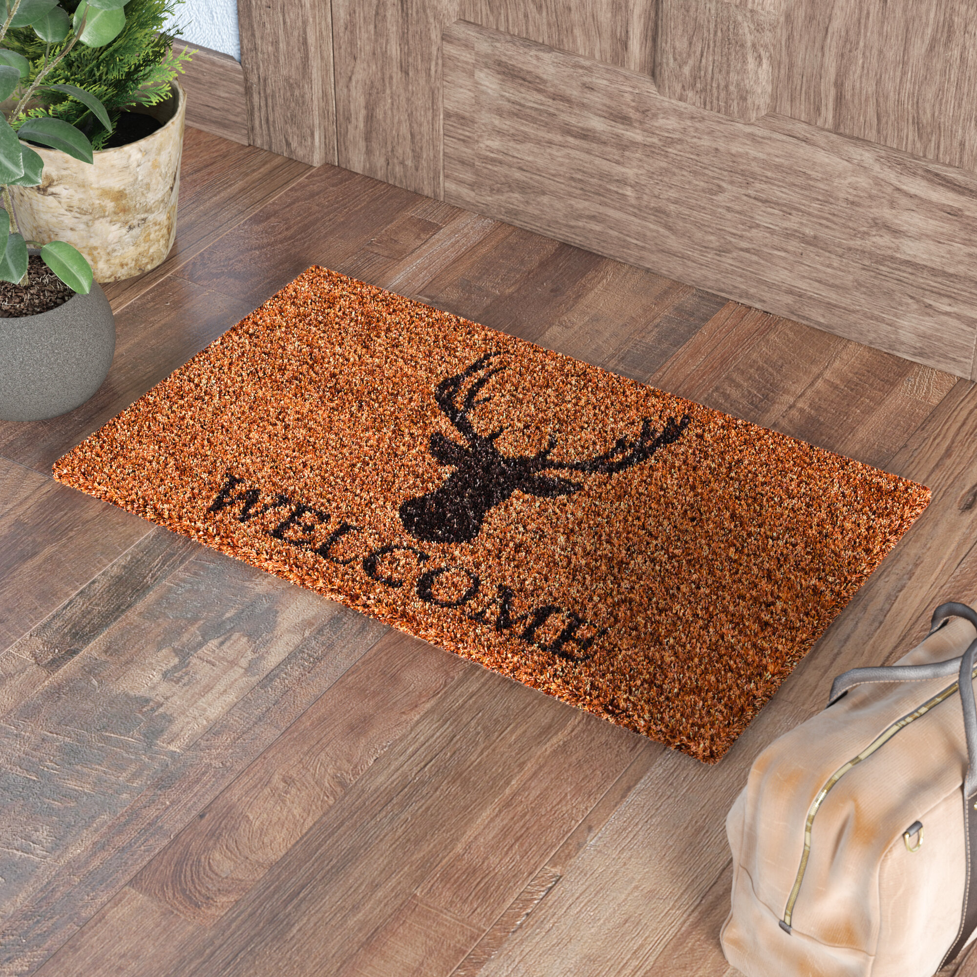 Rustic Cabin Vibes with Layered Front Door Mats
