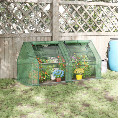 6' X 3' Portable Greenhouse, , Steel Crafted, 2 Covers & Roll Up Windows, Promote Plant Growth Importance, Double Protection Greenhouse , Boost Productivity, Elemental