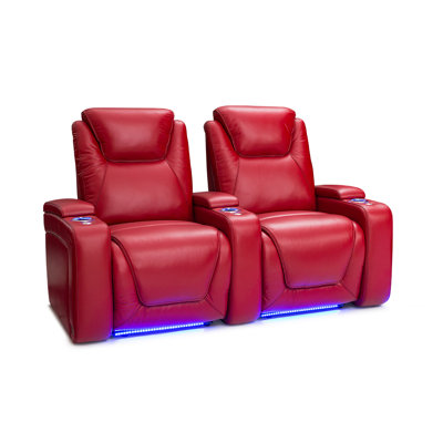 Fauteuil de cinéma inclinable électrique en cuir véritable de 69 po de largeur avec porte-gobelet