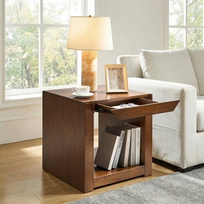 Casella 24"W Modern Wood End Table with 1 Hidden Drawer