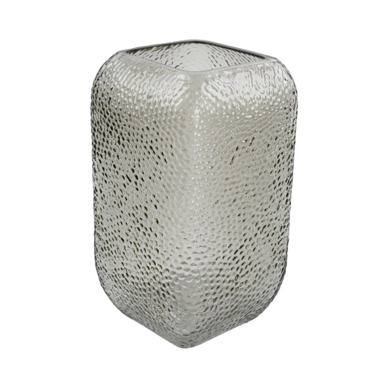 Smokey Brown Dimpled Square Vase, Green