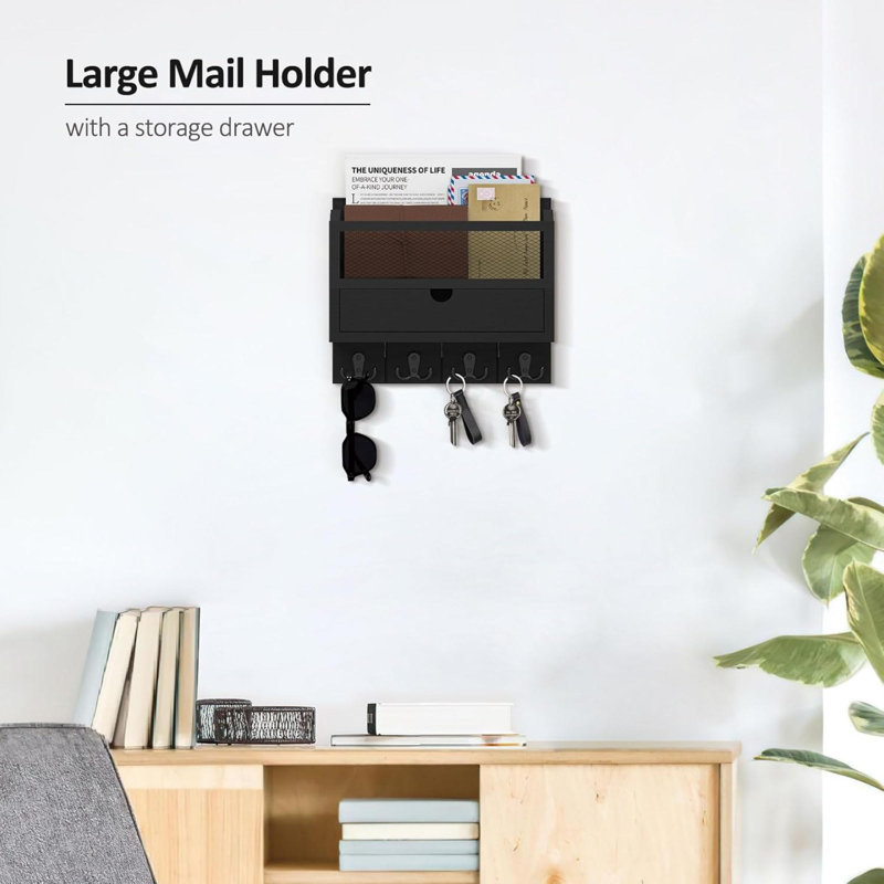 Wood Wall Organizer, Black