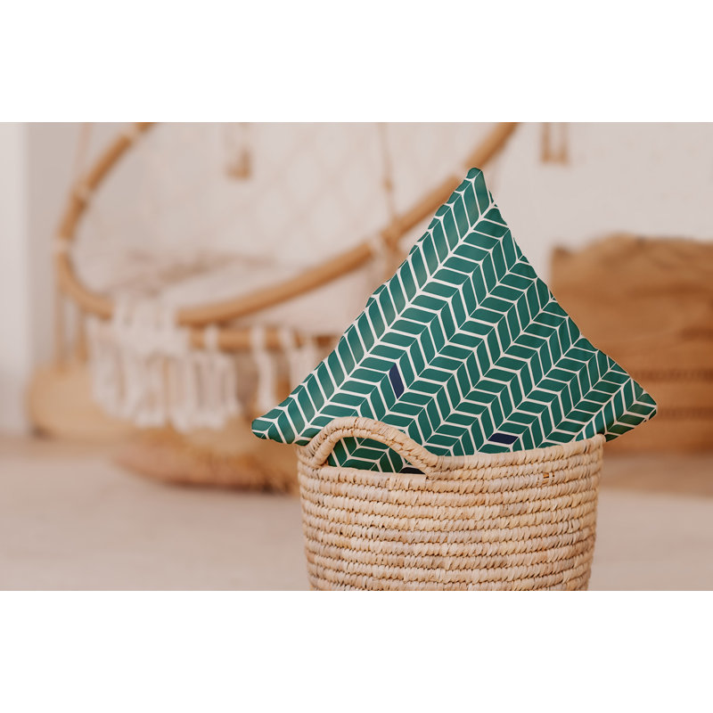 Modern Leaf Pattern Accent Pillow with Insert, Teal, 16"H x 16"W