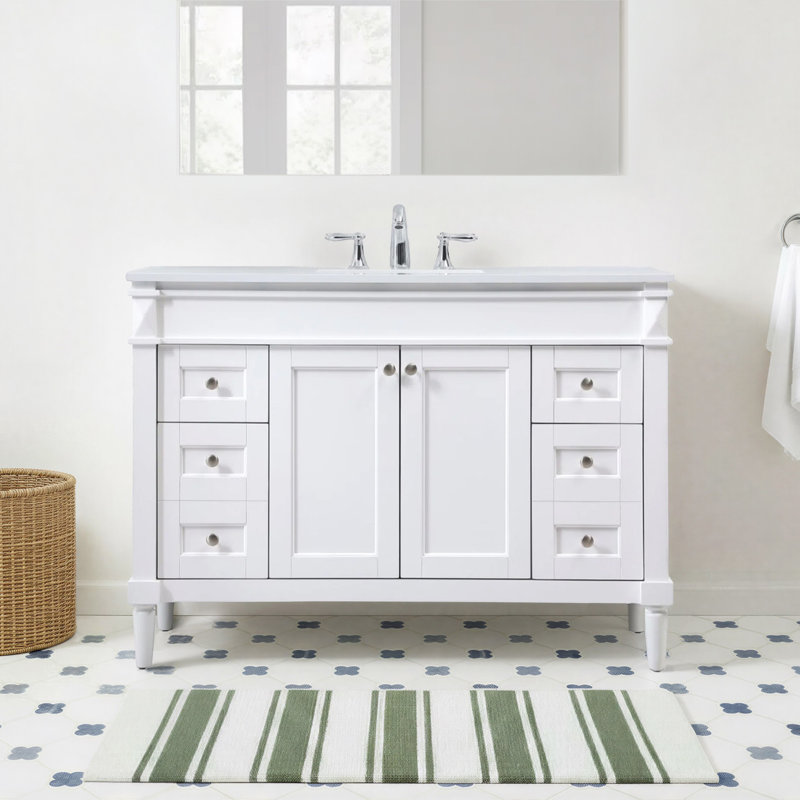 Readington 48'' Single Bathroom Vanity with Engineered Marble Top, White