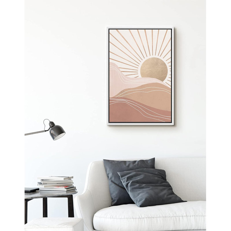 Rayons de soleil sur la chaîne de montagnes, Blanc, H 24 po x l 16 po x P 1,5 po