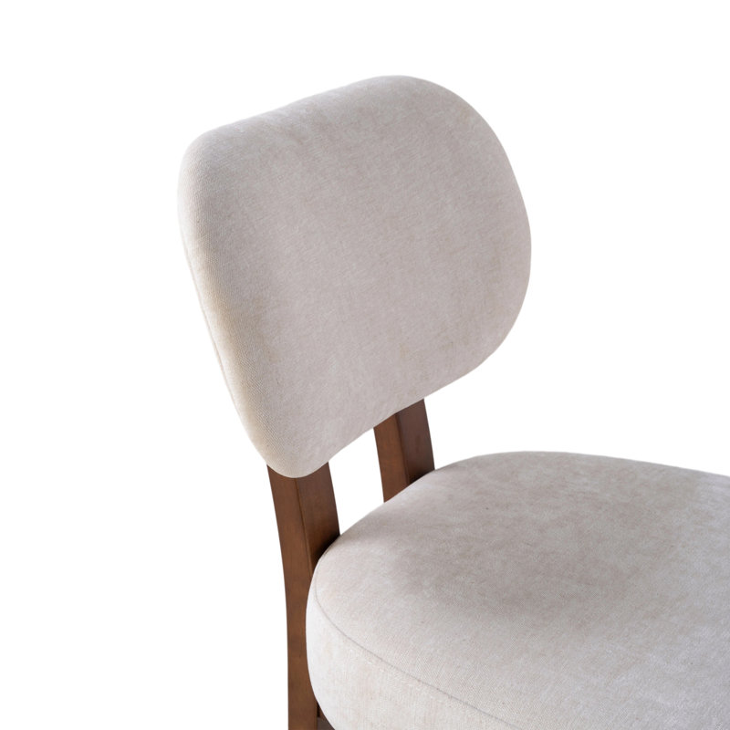 Chaise d'appoint rembourrée en bois massif Amabilia, Blanc, Walnut
