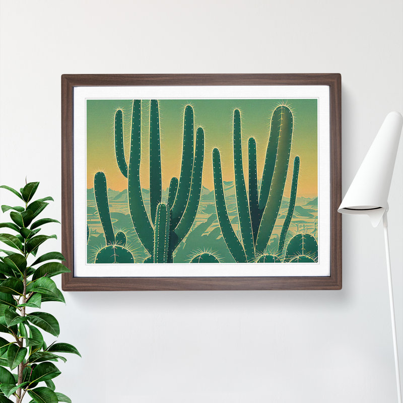 XH1022-8635X Superb Cactus - Single Picture Frame Print, 34cm H x 46cm W, Walnut