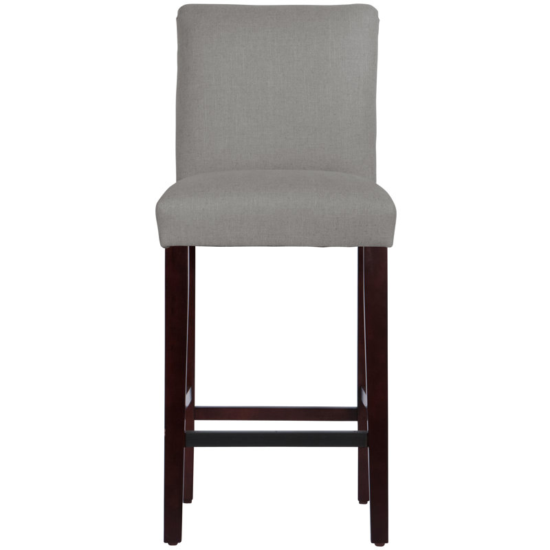 Tabouret de bar et de comptoir Hadrien, Tabouret de bar (siège d'une hauteur de 31 po), Lin Lin gris, Espresso