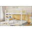 Lit superposé simple au-dessus d'un lit simple avec tablettes de rangement, lit superposé bas avec garde-corps en rotin, blanc-129230746