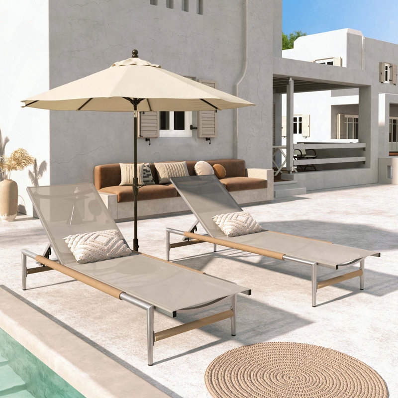 Ensemble de 2 chaises longues d'extérieur en aluminium Hargrove