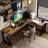 Brown L-Shaped Solid Wood desk-108678452-108678449