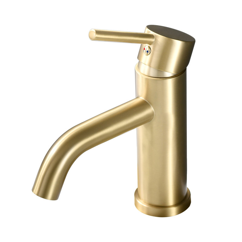 Robinet de salle de bain circulaire monocorps et monocommande, Or brossé