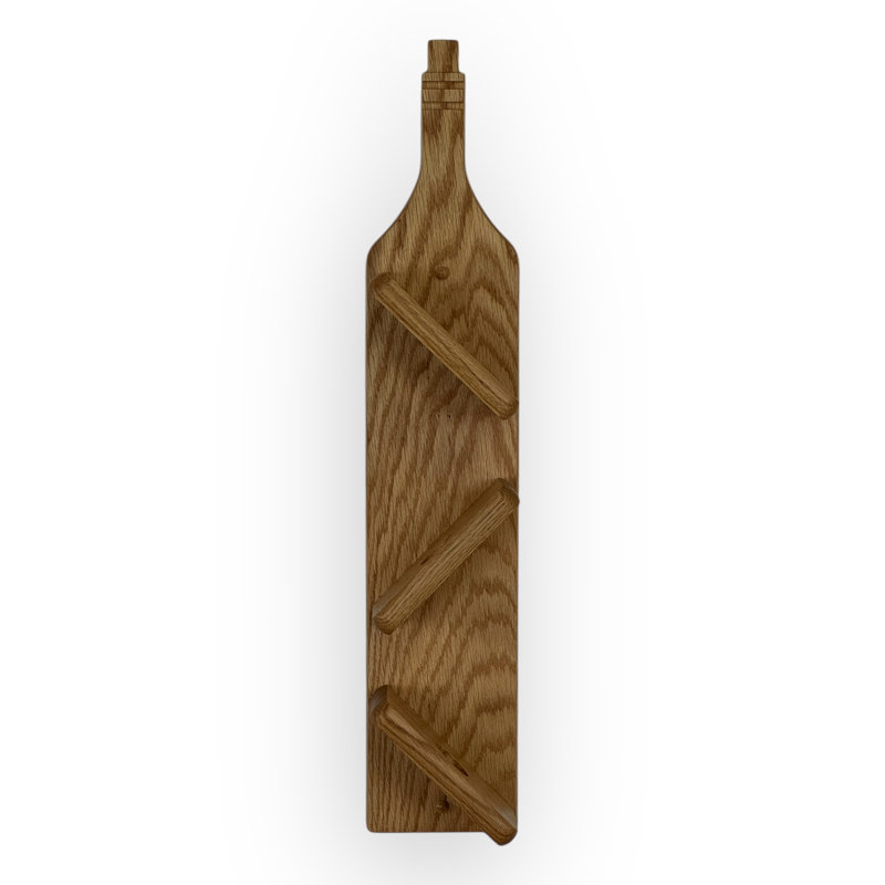 Support à vin en bois massif 3 bouteilles Gerika, Chêne clair