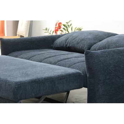 Canapé-lit de 57,48 po de large taille en tissu bleu marine avec dossier réglable, causeuse moderne pour salon