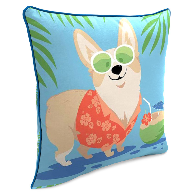 16" x 16" Outdoor Throw Pillow with Welt, Vacation Dog