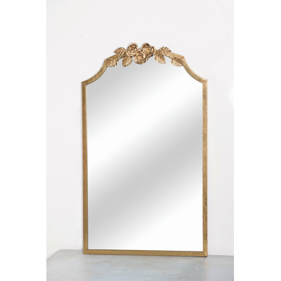VIP 32.28 in. Brown Flower Top Mirror