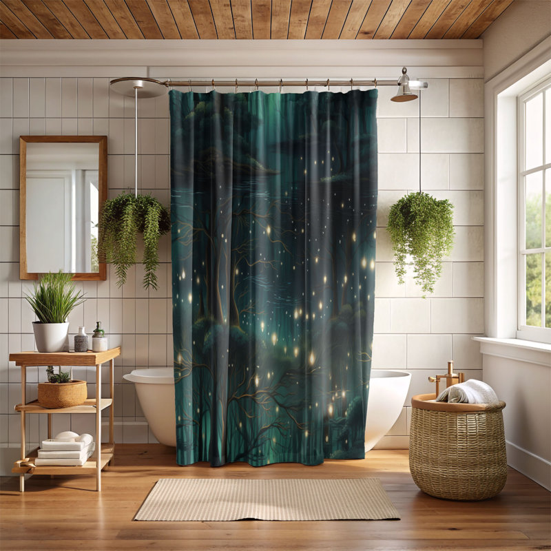 Mystic Forest - Rideau de douche Premium, H 74 po x l 71 po