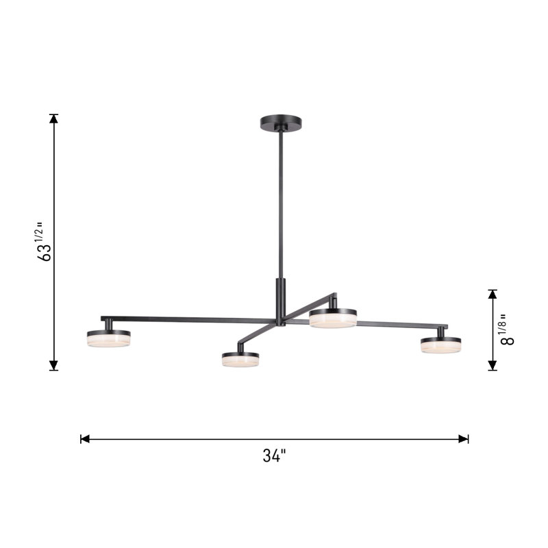 Sean Lavin Khan 4 Light Dining Room Chandelier With Silk Screen White Inside Clear Outside Shade, 8.125" H x 34" W x 34" D