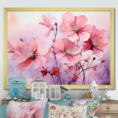 Mauve et rose coquelicots Meadows II - coquelicots, art mural
