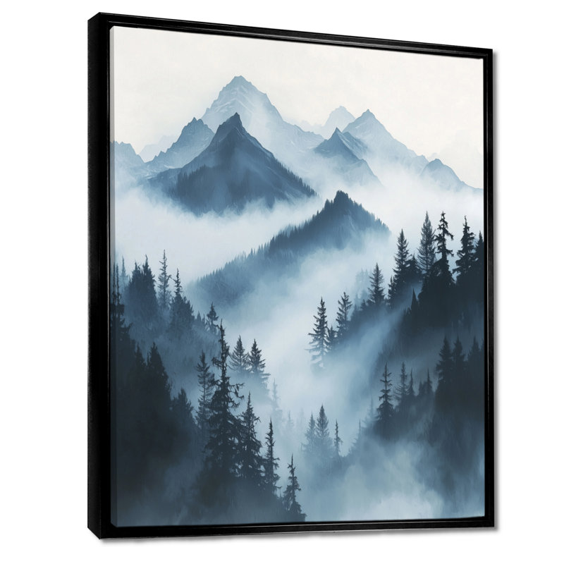 «Gignes Winter Misty Peaks In The Morning II - Mountains», reproduction d'art encadrée, H 32 po x l 24 po, Noir
